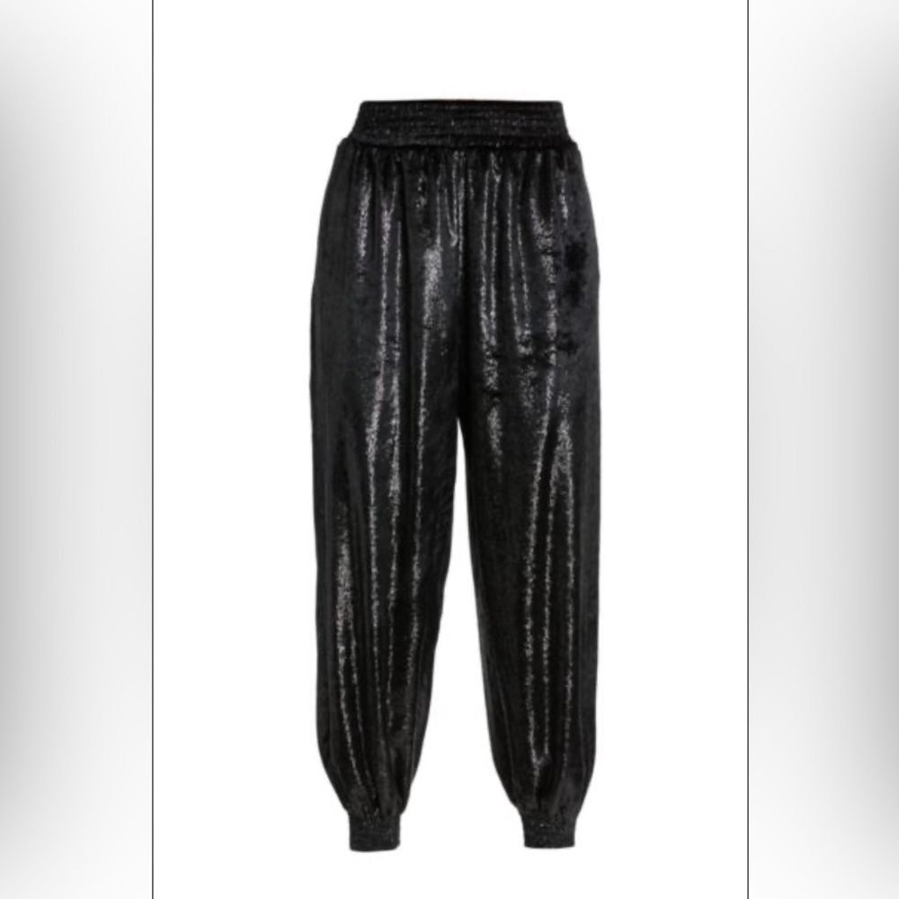 NWT 7 for All Mankind Joggers Pants Black Shinny Shimmery Velvet Size Large
